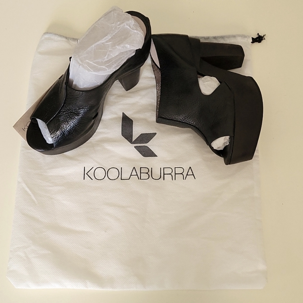 New - Rare Leather Platform Slip On. Sandal